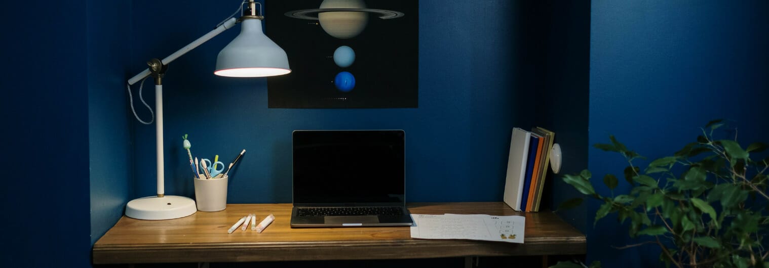 We Ensure That Each Desk In Our Office Has A Lamp And A Plant.